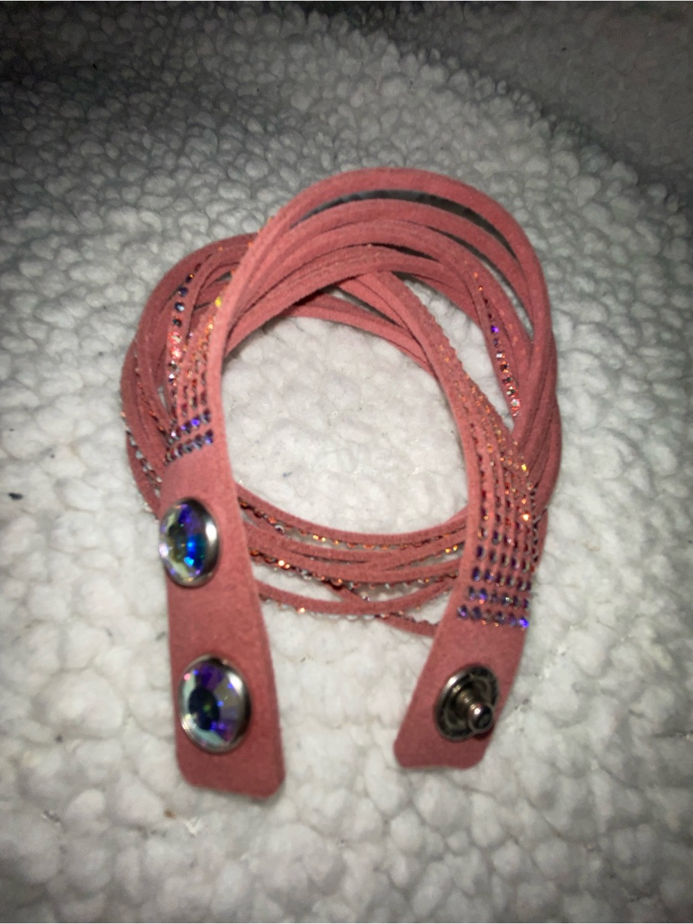 Swarovski Pink AB Crystal Slake Wrap Bracelet Multi Strand Retired